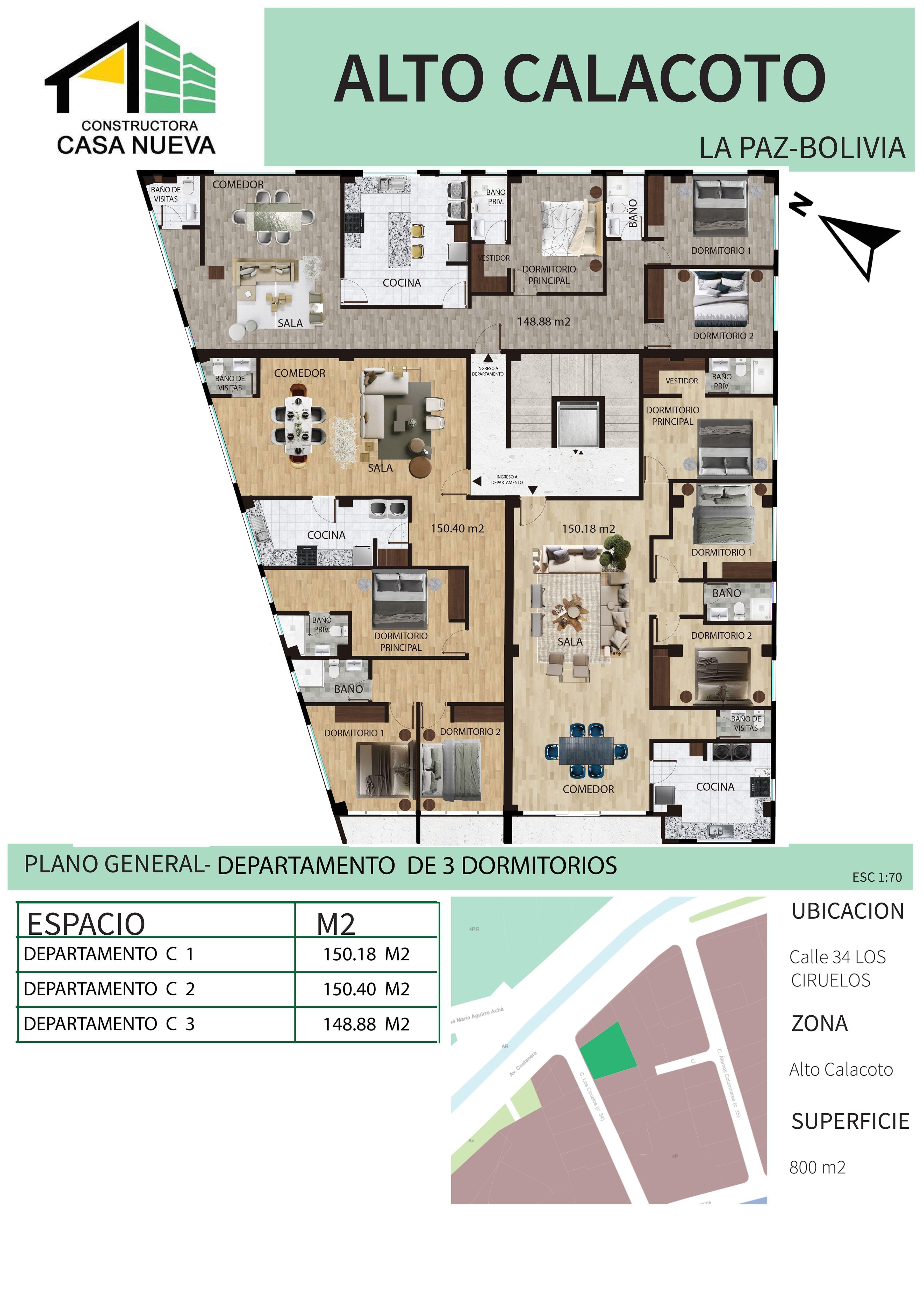 Plano departamentos 3 dormitorios