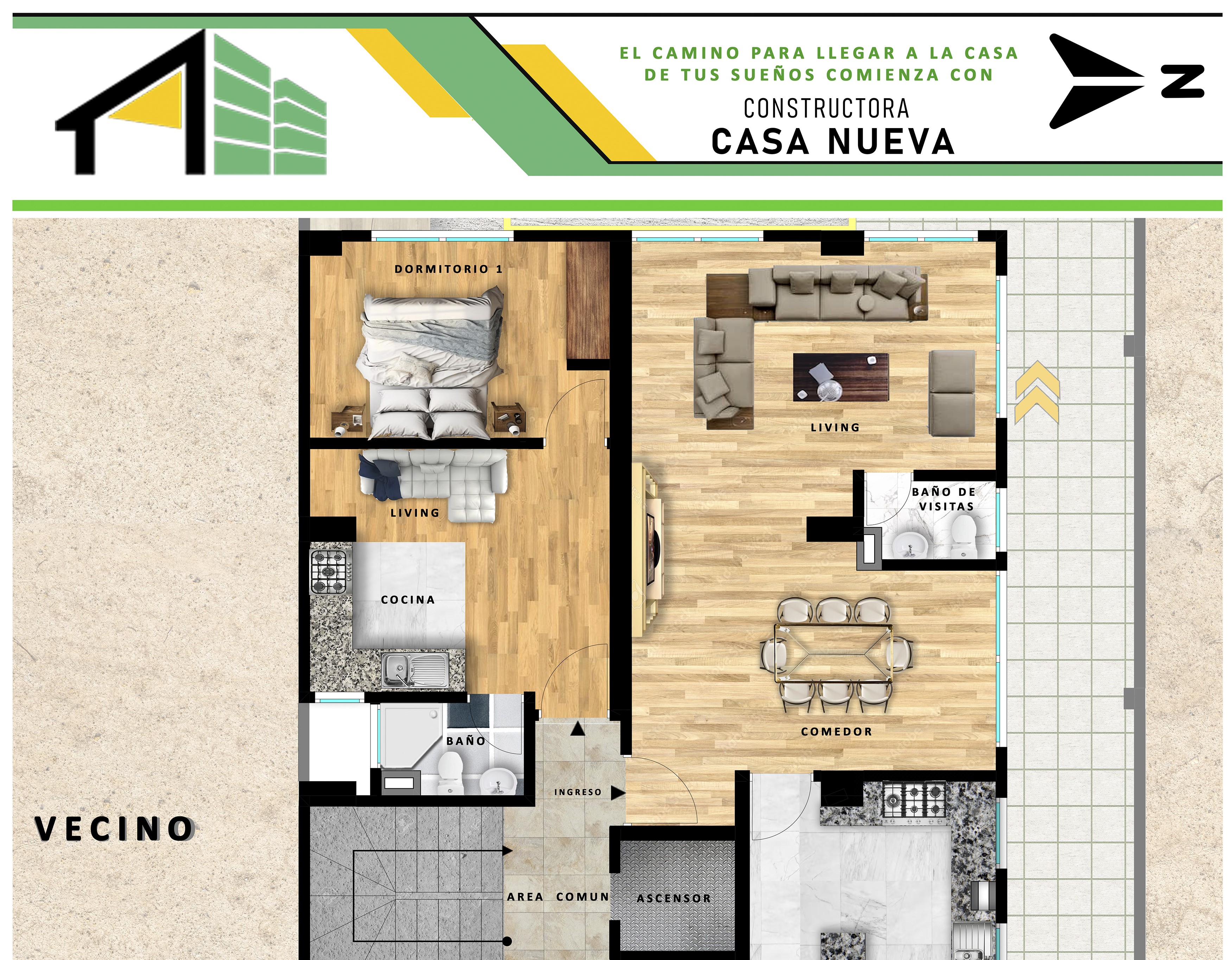 Plano tipología A 1 dormitorio